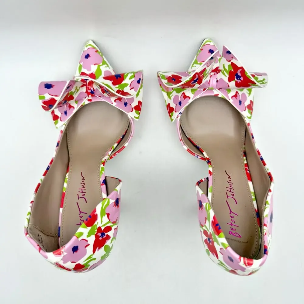 Betsey Johnson Womens Nobble Pumps US 7 M Red Pink Multi EUC